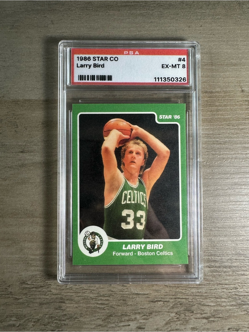 Larry Bird 1986 Star Co #4 Novelty Basketball Card. Boston Celtics.